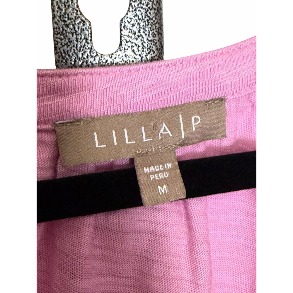Lilla P Pink Pima Cotton Modal Ruffle Hem Dress Sz M NWOT Coastal Resort Travel - Picture 5 of 8